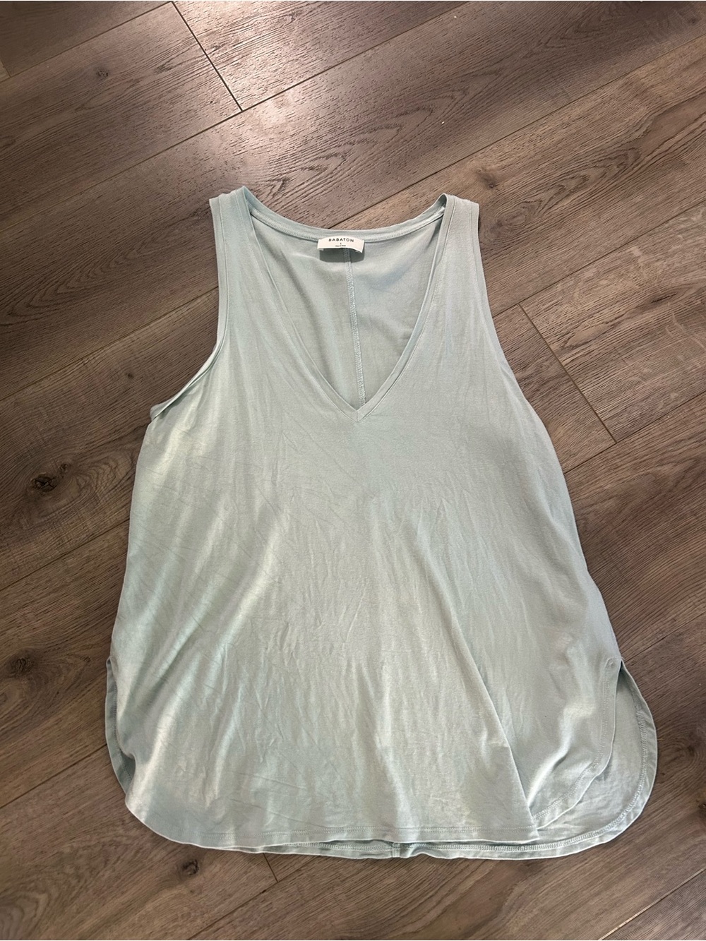 Babaton Pale Blue V-Neck Sleeveless Tank